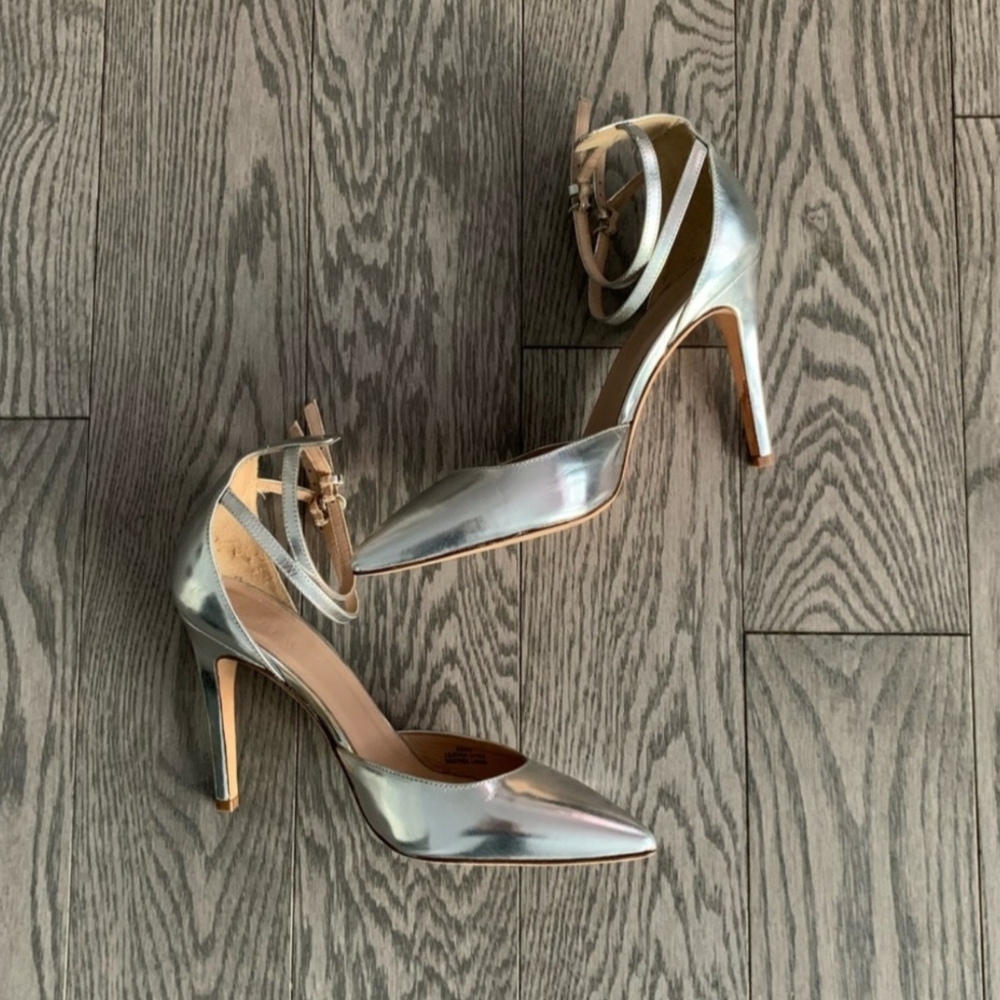 J. Crew Silver Heels Elegant Stiletto Design